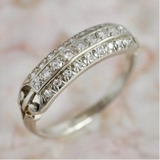 0.25Ct White Round Cut CZ Antique Wedding Anniversary Band 925 Sterling Silver