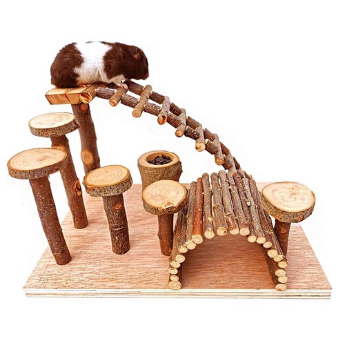 Wooden Hamster Bridge, Small Animals Climbing Ladder Activity Set Platform Ra... - 第 1/6 張圖片