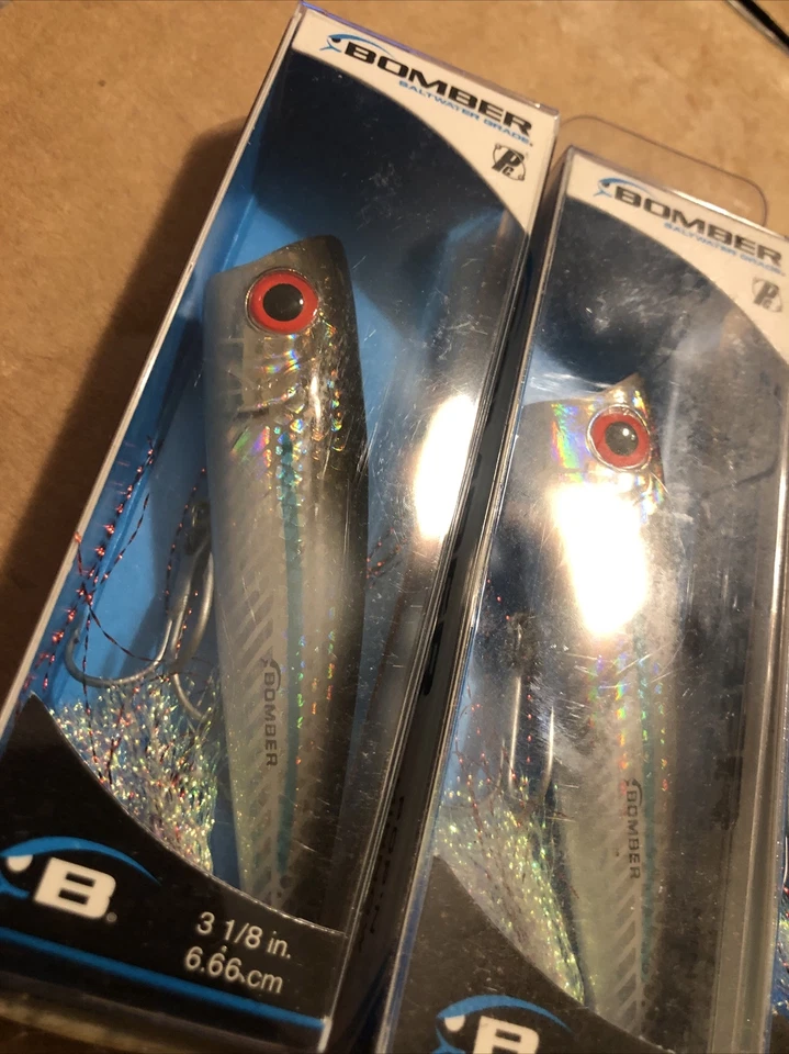 3 NOS Bombardero Grado Agua Salada Pop’n Mullet Rayas Azules 3-1/8” Rebel R Foto 4 de 4