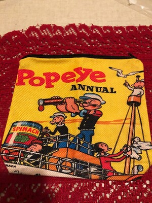 popeye the salior man canvas cosmetic bag with olive oyl & sweetpea