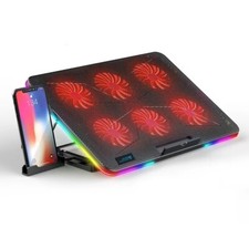Laptop Cooler Mat Pad Stand For 7" to 16" Laptop with 6 Powerful RGB Cooling Fan