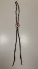 Davy Crockett Pink Gold Medallion rope Bolo Tie. Western Style.