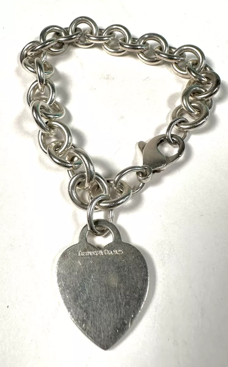 Sterling Silver Heart Tag Charm Bracelet