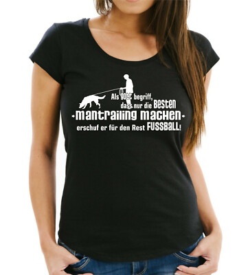 SALE Damen T-Shirt Gott Mantrailing No Fußball Hundemotiv Rettungshund schwarz S