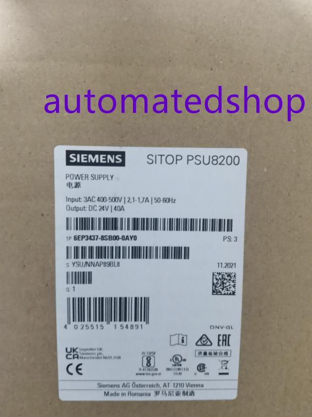 6EP3437-8SB00-0AY0 Siemens PSU8200 24V 40A power supply brand new