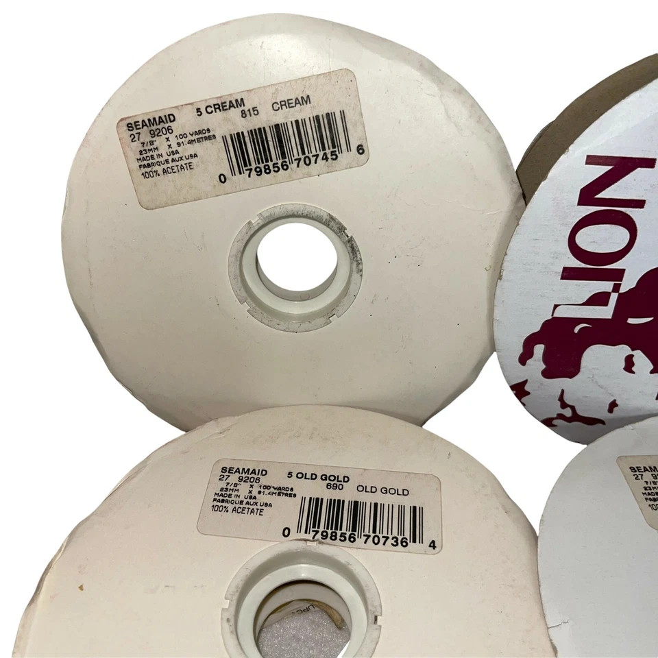 Cinta de flores artesanales marca León vintage 7 carretes 7/8" y 1 3/8" de color liso Foto 4 de 4