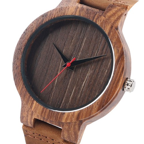 Wooden Wrist Watch Genuine Leather Bracelet Band Quartz Men Women Xmas Gift - Picture 4 of 12