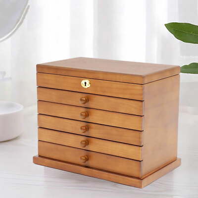 6Schichten Schmuckkasten aus Holz Schmuckkoffer Schmuckschatulle mit Spiegel NEU