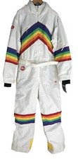 Tipsy Elves Mens Medium SUNRISE SHREDDER SKI SUIT Snow Rainbow Retro White