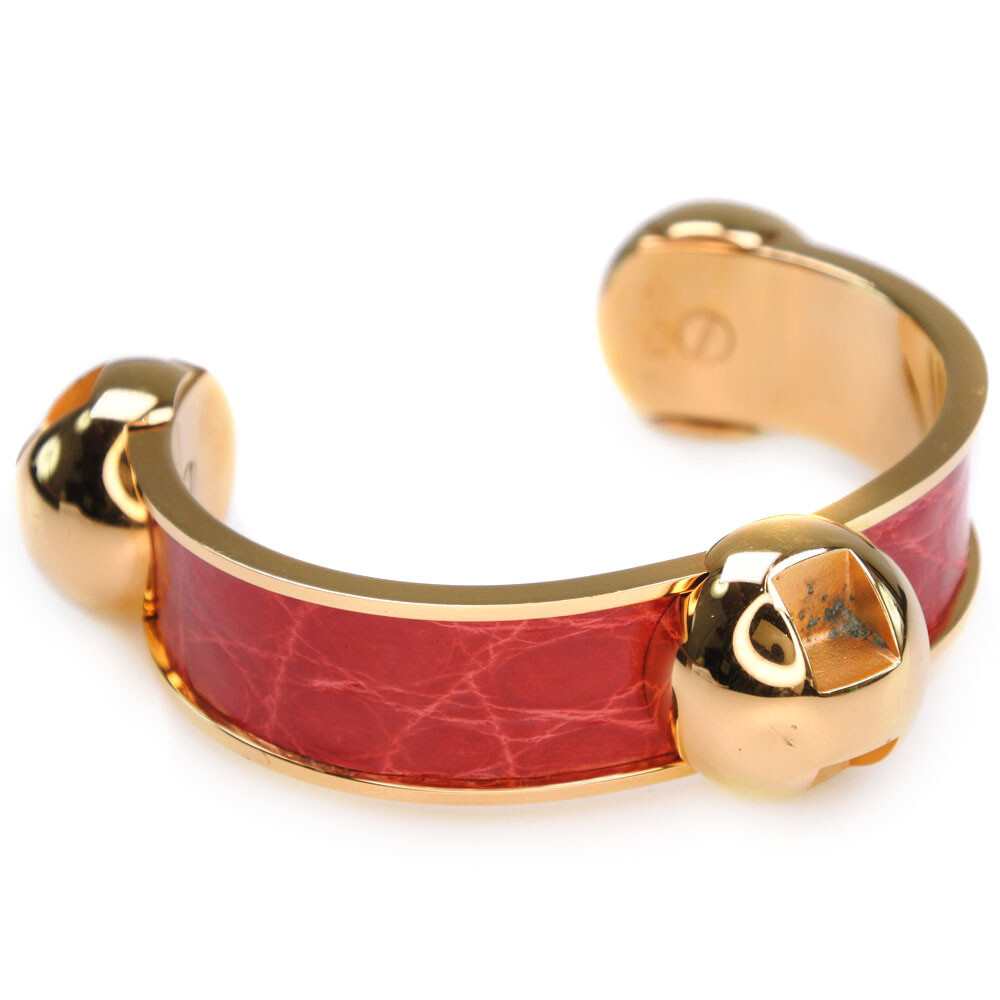 HERMES Gold and Red Bangle for Women 61.7g Luxury Jewelry-image