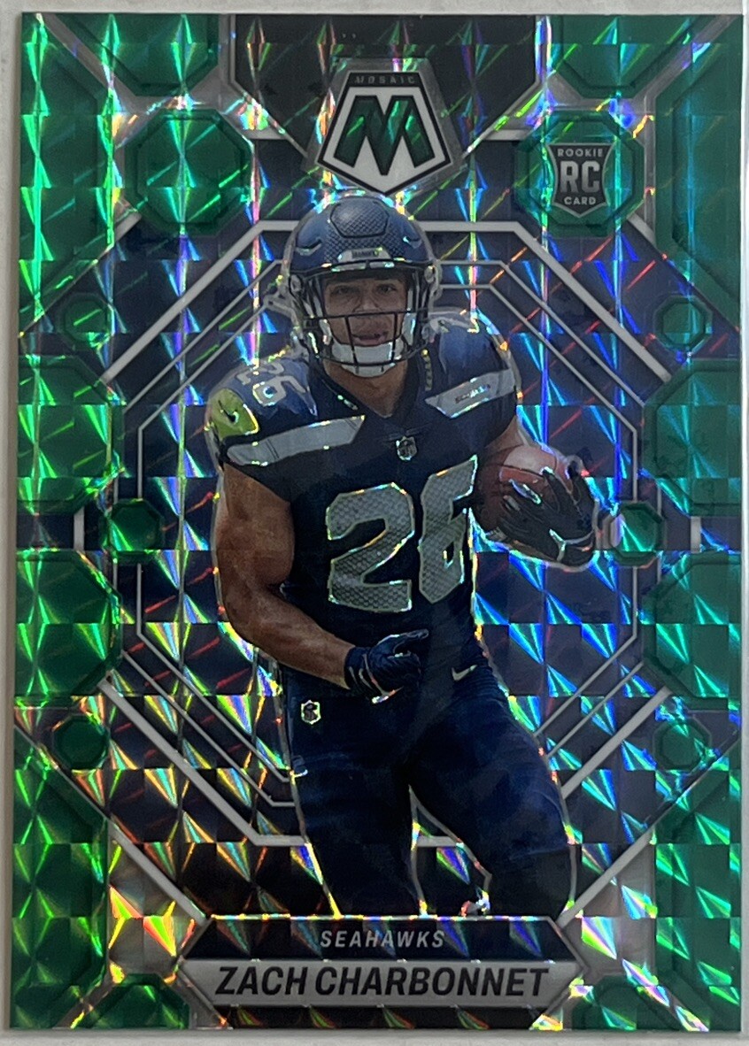 2023 Panini Mosaic Zach Charbonnet Green Prizm Rookie RC Seahawks #379 SP