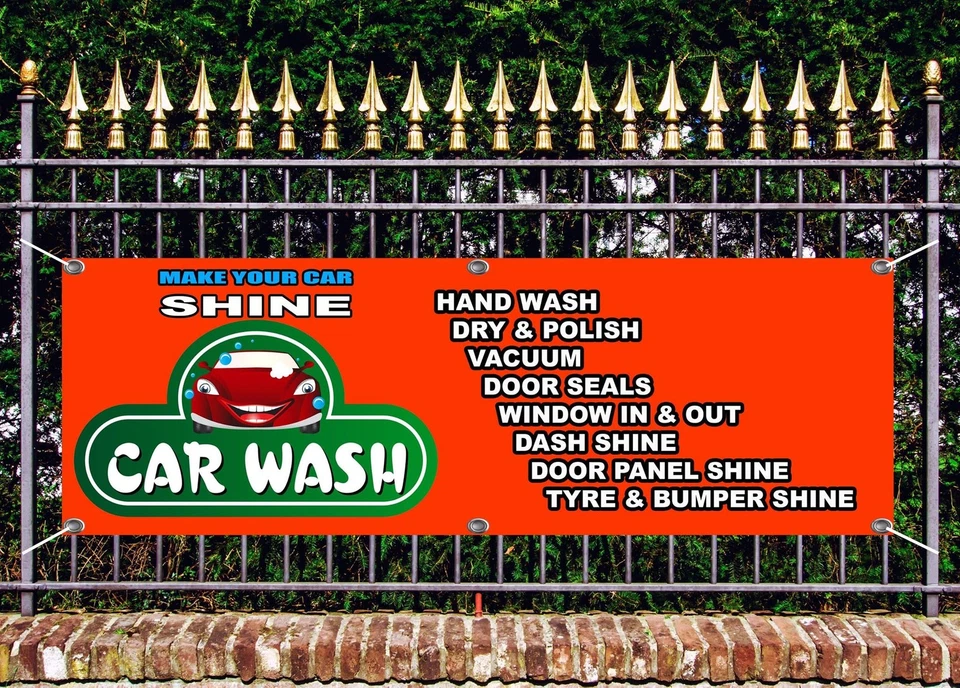 550 GSM OUTDOOR PVC SHINE CAR WASH AND VALETING BANNER SIGN ADVERT FREE ART WORK