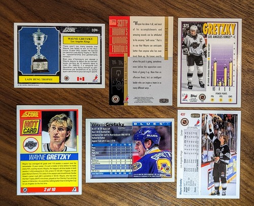 WAYNE GRETZKY 6 Card Lot - Topps, UD, Bowman, Score Hot Card, Lady Byng - NM! - Picture 2 of 2