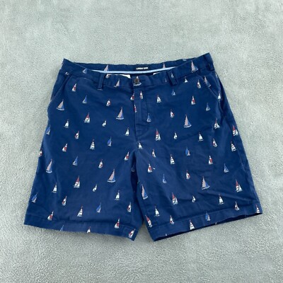 Lands End Mens Traditional Fit Sailboat Print Shorts 38 Navy 0620