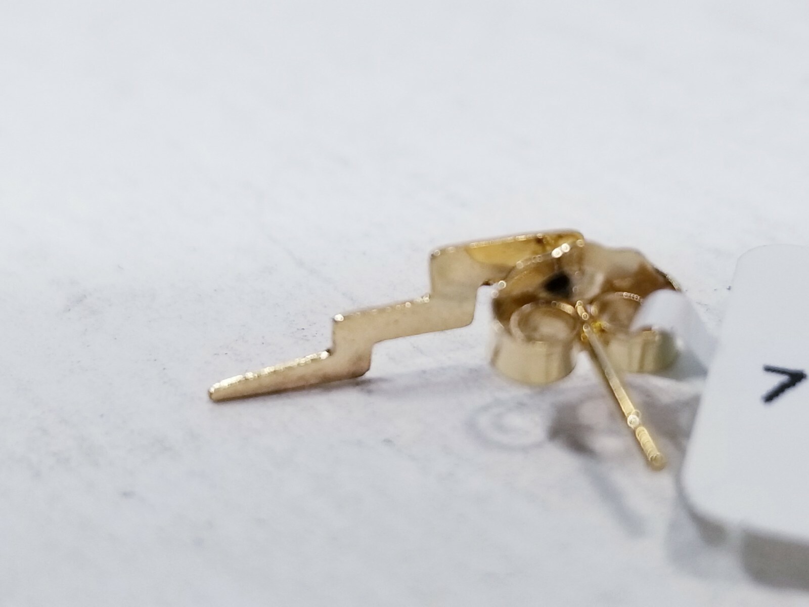 SOLID LIGHTNING BOLT STUD EARRING 14K - image 3