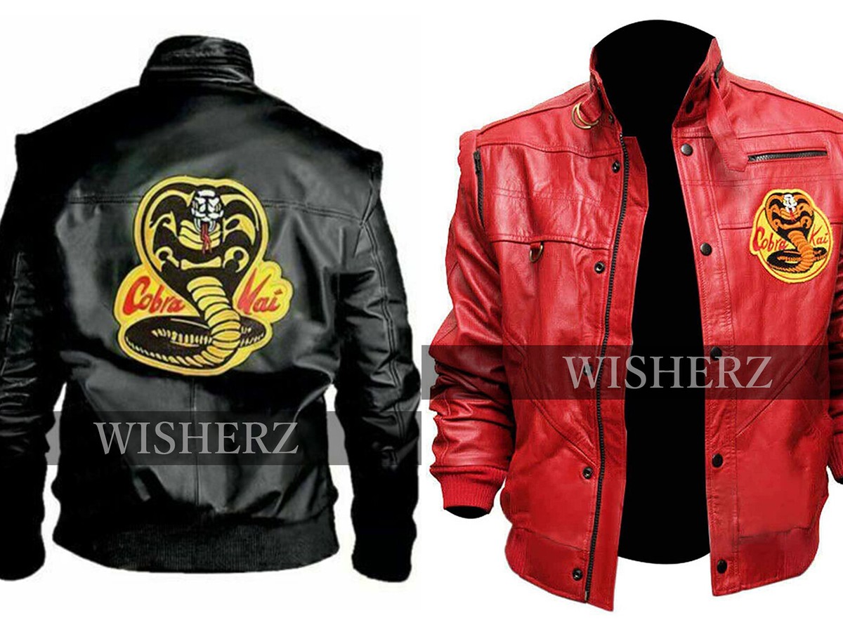 Men Cobra Kai Karate Kid Jacket, Johnny Lawrence Kai Red Black