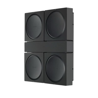Flexson Wall Mount for 4 Sonos Amps, Black, Hinged, Cable Management, Lockable