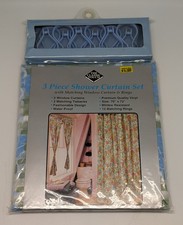VTG The Classic Touch 3 Piece Shower Curtain Set Tiled Fish Design NOS