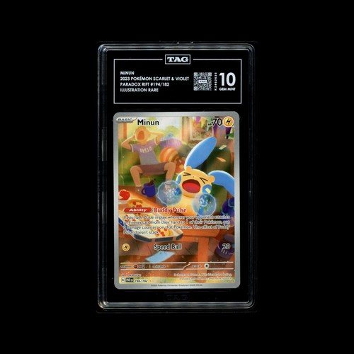 TAG 10 GEM MINT, 2023 Minun Illustration Rare, Paradox Rift , #194/182