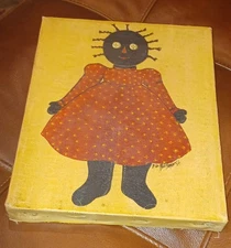  Vintage Mary Beth Baxter Folk Art PAINTING Americana Black Raggedy Ann Painting