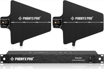 Phenyx Pro PAS-225X UHF Wireless Antenna Distribution System Bundle, Active
