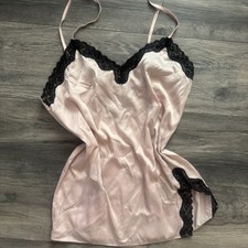 Victoria Secret Pink Satin Slip Dress L Chemise Lingerie Babydoll Luxury Fairy