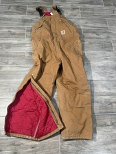 Carhartt R38 BRN Insulated Overalls 36x28 Quilt Lined Duck Zip-to-Waist Bib USA