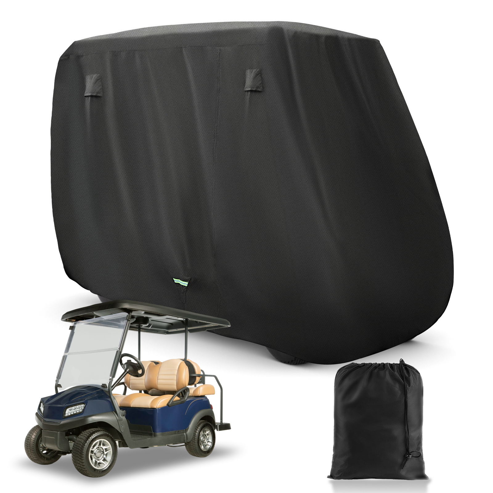 Golf Cart Cover Black 600D Waterproof 2/4 Passengers for Club Car EZGO YAMAHA