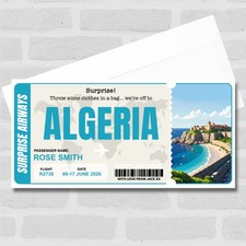 Algeria Boarding Pass Personalised Gift Voucher Surprise Trip Holiday Ticket