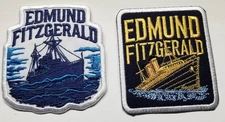 2 pc Embroidered EDMUND FITZGERALD Patch approx 2.75x3"