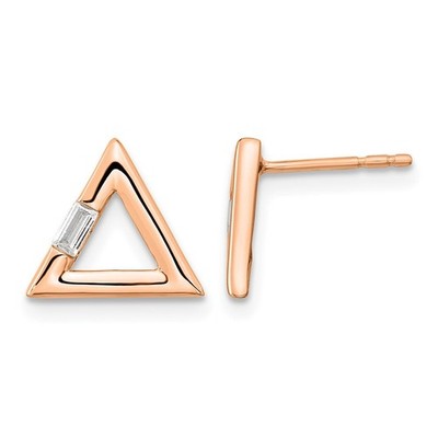 14 Karat Rotgold poliert Dreieck Diamant Ohrstecker 1,28 g L-9,1 mm