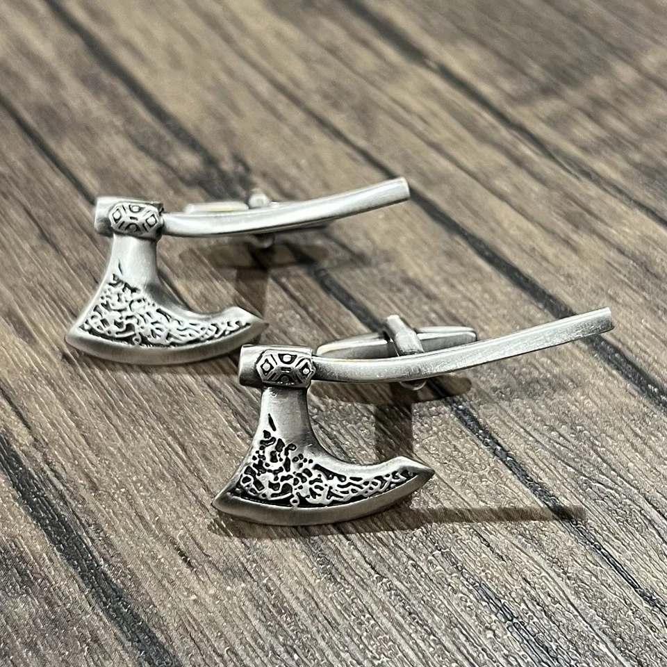 Gemelos de hacha de guerrero antiguo para hombre cumpleaños boda gemelos en caja Foto 2 de 4