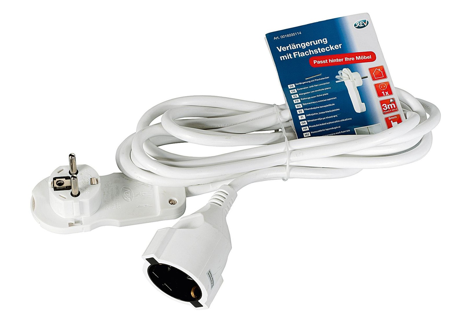 ПРОИЗВОДИТЕЛЬ Ritter Verlängerungskabel 3m Flachstecker weiss