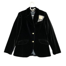 Breckenridge Vintage Women's Black 100 Cotton Velvet Blazer Jacket Size 8 Goth
