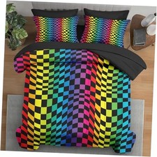 Comforter Set Size, Rainbow Geometric Colorful 7 Pcs Full Abstract Stripes