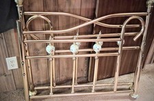 Vintage Brass Daybed with rare finials, very old, brass porcelain
