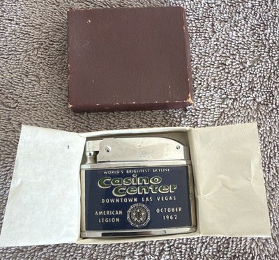 Vintage Vulcan Lighter- Casino Center Downtown Las Vegas With Box