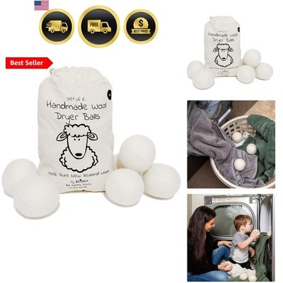 Wool Dryer Balls XL 6-Pack - 100% Pure New Zealand Wool, Natural Fabric Softe...