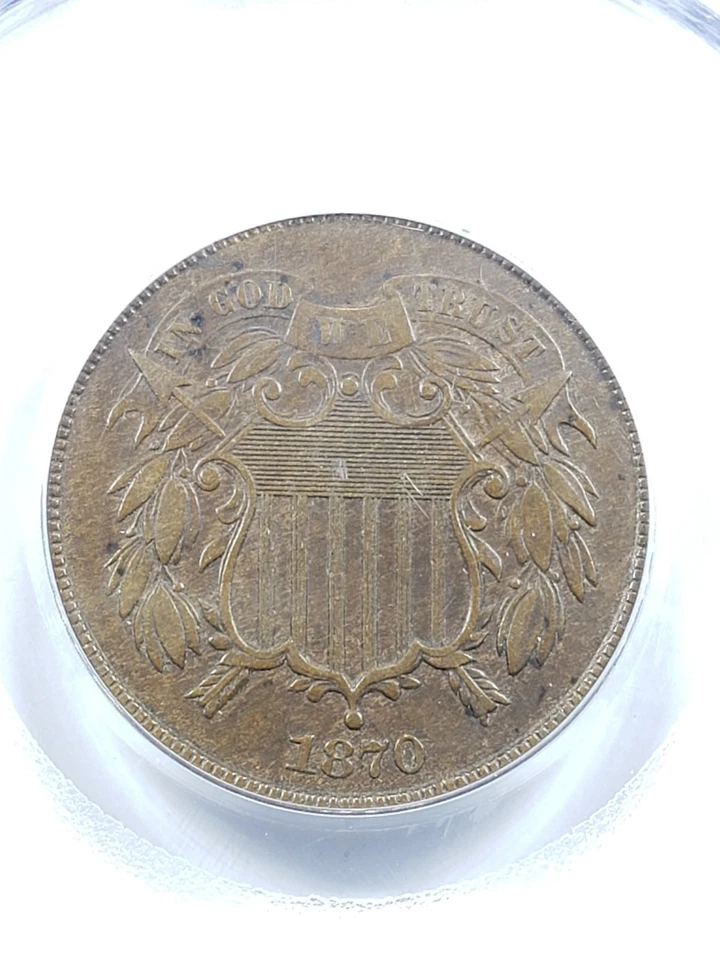 1870 Two 2 Cent Piece PCGS XF40 Semi-Key Date - Image 2 of 4