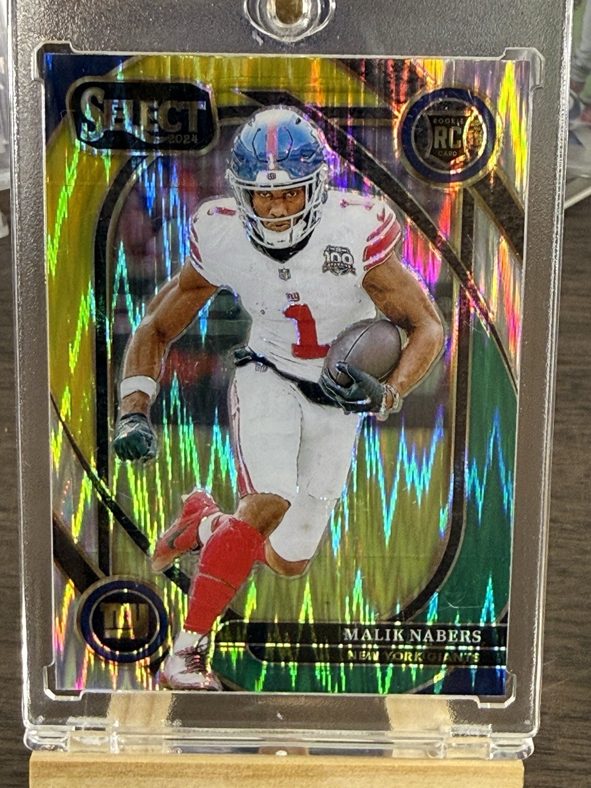 2024 Panini Select - Club Level Malik Nabers #220 Green & Yellow Shock Prizm...