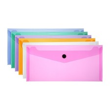 6 Pack A6 Plastic Expanding File Folders with Snap Closure, 6 Colors