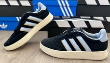 Adidas Barreda Suede Shoes, Women  s Size 7, Core Black/Wonder Blue/Gold Metallic