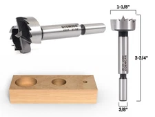 1-1/8" Diameter Steel Forstner Drill Bit - 3/8" Shank - Yonico 43017S