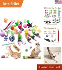 34-Piece Interactive Cat Toy Set for Happy Indoor Kittens - Multicolor Variety