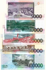 Saint Thomas & Prince, 5000-10000-20000-50000-100000 Dobras 1996-2013 5 PCS UNC