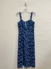 NWT market & spruce Size M Navy/Blue Shapes Sleeveless Linen Blend Ladies Dress