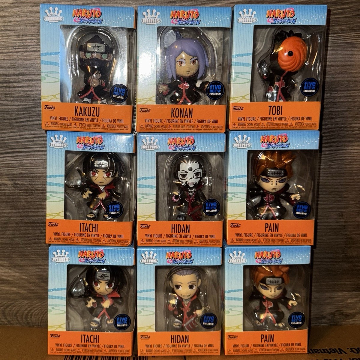 Complete Set of 9 Naruto Shippuden Akatsuki Exclusive Funko Minis
