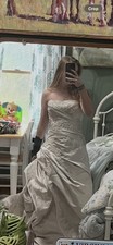 Ivory Strapless Embroidered Ball Gown Wedding Dress A-Line Full-Length Princess