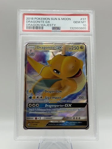 2018 POKEMON SUN & MOON DRAGON MAJESTY #37 DRAGONITE GX PSA 10