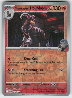 Team Rocket's Houndoom 038/182 Uncommon Destined Rivals Pokemon Reverse Holo NM